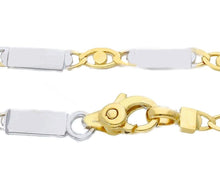 Load image into Gallery viewer, 18K YELLOW WHITE GOLD FLAT BRACELET 2.5mm EYES OVALS CIRCLES & PLATES, 8.3" 21cm.