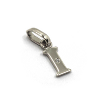 Charger l'image dans la galerie, 18k white gold pendant charm small initial letter I, 10mm, 0.4", with diamond.