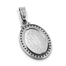 Load image into Gallery viewer, solid 18k white gold zirconia miraculous big 24mm medal pendant Virgin Mary Madonna.