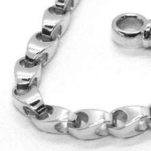 Load image into Gallery viewer, SOLID 18K WHITE GOLD BRACELET, 21 CM, 8.3 INCHES, 3 MM DROP TUBE LINK, POLISHED.