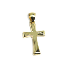 Cargar imagen en el visor de la galería, 18K YELLOW GOLD CROSS, SQUARED 25mm, 0.98 inches, SMOOTH, TUBE, MADE IN ITALY.