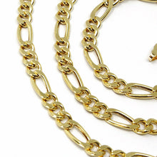 Cargar imagen en el visor de la galería, 18k gold figaro gourmette chain 4 mm width, 20", alternate 3+1 necklace.