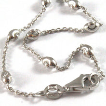 Charger l'image dans la galerie, 18k white gold rolo alternate chain necklace 3mm faceted oval balls 16".