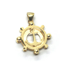 Cargar imagen en el visor de la galería, 18K YELLOW GOLD 20mm 0.8" RUDDER DOUBLE PLATE ANCHOR PENDANT MADE IN ITALY.