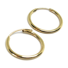 Load image into Gallery viewer, 18K YELLOW GOLD ROUND CIRCLE HOOP SMALL EARRINGS DIAMETER 16mm x 1.2mm, ITALY.