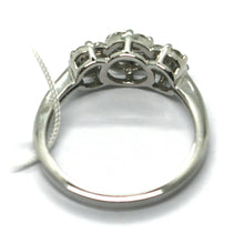 Load image into Gallery viewer, SOLID 18K WHITE GOLD RING, TRILOGY WITH DIAMONDS 0.50 CARATS, pavè, ITALY MADE.