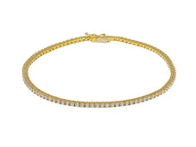 Load image into Gallery viewer, 18K YELLOW GOLD TENNIS BRACELET WHITE 2mm CUBIC ZIRCONIA ROUND CUT, 18cm, 7.1".