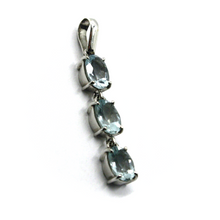 Load image into Gallery viewer, solid 18k white gold triple oval natural aquamarine carats 2.10, 29mm pendant.