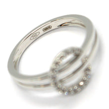 Load image into Gallery viewer, SOLID 18K WHITE GOLD DOUBLE TUBE BAND RING WITH CENTRAL CUBIC ZIRCONIA CIRCLE.