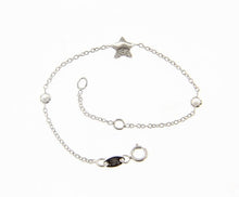 Load image into Gallery viewer, 18k white gold bracelet for kids with star and cubic zirconia made in Italy.