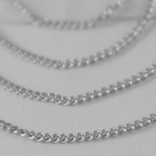 Cargar imagen en el visor de la galería, 18k white gold chain 17.7 mini cuban curb gourmette link 1 mm, made in Italy.