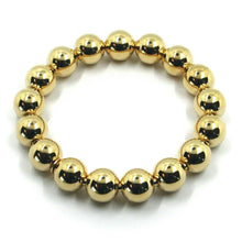 Cargar imagen en el visor de la galería, 18k yellow gold bracelet, semirigid, elastic, big 10 mm smooth balls spheres.