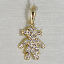 Charger l'image dans la galerie, 18k yellow gold girl charm pendant smooth luminous bright zirconia.