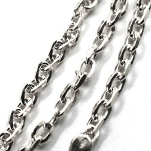 Load image into Gallery viewer, 18K WHITE GOLD SOLID CHAIN SQUARED CABLE 3.2mm OVAL LINKS, 20&quot; 50cm ITALY MADE.
