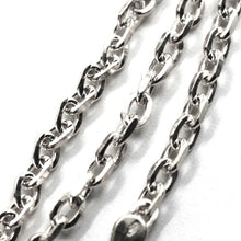 Load image into Gallery viewer, 18K WHITE GOLD SOLID CHAIN SQUARED CABLE 3.2mm OVAL LINKS, 20" 50cm ITALY MADE.