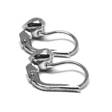 Cargar imagen en el visor de la galería, 18k white gold kids earrings, hammered heart, leverback closure, Italy made.