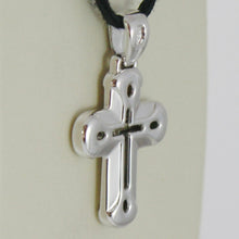 Load image into Gallery viewer, 18k white gold cross very shiny and luster, perforated made in Italy 0.91 in.