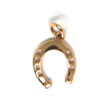 Load image into Gallery viewer, 18k rose gold horseshoe charm pendant smooth luminous bright made in Italy.