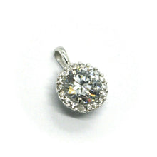 Load image into Gallery viewer, SOLID 18K WHITE GOLD 8mm ROUND 3 carats ZIRCONIA PENDANT WITH FRAME ITALY MADE.
