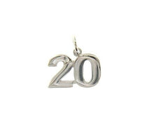 Charger l'image dans la galerie, 18k white gold number 20 twenty small pendant charm, 0.4", 10mm.