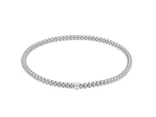 Load image into Gallery viewer, 18k white gold elastic bracelet, basket popcorn tube width 3mm 0.12", semi rigid.