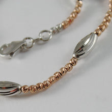 Load image into Gallery viewer, 18k rose white gold bracelet worked bright balls & ovals, ball, made in Italy.