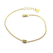 Load image into Gallery viewer, 18k yellow gold rolo thin bracelet with central small 5mm letter initial B.