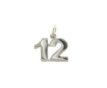 Charger l'image dans la galerie, 18k white gold number 12 twelve small pendant charm, 0.4", 10mm.
