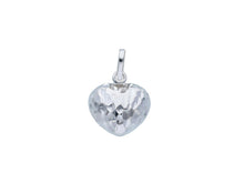 Load image into Gallery viewer, 18k white gold rounded mini heart charm pendant finely hammered made in Italy.