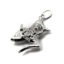 Charger l'image dans la galerie, 18k white gold pendant, rounded Trinacria, length 25mm, two faces made in Italy.