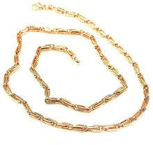 Cargar imagen en el visor de la galería, 18K YELLOW GOLD CHAIN ALTERNATE OVALS 4 MM, 20 INCHES, SQUARED TUBE NECKLACE.