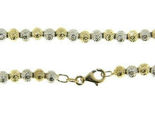 Load image into Gallery viewer, 18K YELLOW WHITE GOLD BALLS CHAIN WORKED SPHERES 4mm DIAMOND CUT, 18", 45cm.