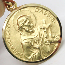 Load image into Gallery viewer, 18k yellow gold St Saint Francis Francesco Assisi medal, made in Italy, 19 mm.
