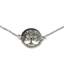 Load image into Gallery viewer, 18K WHITE GOLD BRACELET, MINI TREE OF LIFE CENTRAL DISC 10mm, ITALY MADE.