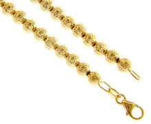 Cargar imagen en el visor de la galería, 18k yellow gold bracelet 19cm worked spheres 4mm diamond cut balls.
