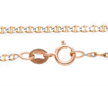 Load image into Gallery viewer, 18K ROSE WHITE GOLD SOLID CHAIN NECKLACE SMALL 1.5mm FLAT OVAL MARINER 16".