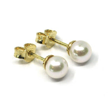 Load image into Gallery viewer, SOLID 18K YELLOW GOLD STUDS EARRINGS, SALTWATER AKOYA PEARLS, DIAMETER 5.5/6 MM.