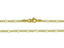 Load image into Gallery viewer, 18k gold figaro chain 2 mm width 20 inch length alternate necklace made in Italy.
