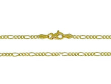 Cargar imagen en el visor de la galería, 18k gold figaro chain 2 mm width 20 inch length alternate necklace made in Italy.
