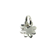 Cargar imagen en el visor de la galería, 18k white gold mini flower sun flower pendant 9mm diameter, flat solid, smooth.