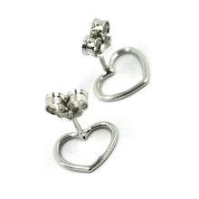 Cargar imagen en el visor de la galería, 18k white gold button earrings, mini 10mm hearts, butterfly closure.