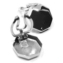 Cargar imagen en el visor de la galería, 18k white gold button covers, faceted octagon, made in Italy.