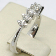 Load image into Gallery viewer, 18k white gold band ring with 5 diamonds, 0.40 carats engagement, made in Italy.