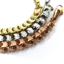 Load image into Gallery viewer, THREE 18K YELLOW WHITE ROSE GOLD BRACELETS DIAMOND CUT OVAL ROUNDED 4mm DROPS.