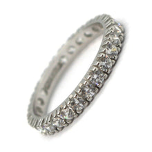 Cargar imagen en el visor de la galería, 18k white gold eternity band ring, white cubic zirconia, thickness 3 mm.