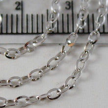Cargar imagen en el visor de la galería, 18k white gold chain mini 2 mm rolo oval mirror link 15.75 inches made in Italy.