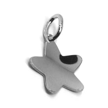 Load image into Gallery viewer, 18k white gold star pendant 14mm diameter, flat curved solid, smooth & satin.