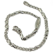 Cargar imagen en el visor de la galería, 18k white gold bracelet, alternate infinite & circle bone links, made in Italy.