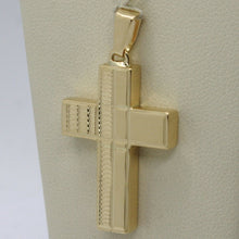 Load image into Gallery viewer, 18K YELLOW GOLD PENDANT SQUARE STYLIZED CROSS, WORKED, SMOOTH, MADE IN ITALY.