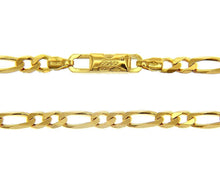 Load image into Gallery viewer, SOLID 18K GOLD FIGARO GOURMETTE CHAIN 3.5mm WIDTH, 20", ALTERNATE 3+1 NECKLACE.
